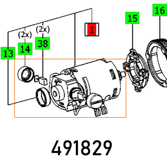 MOTOR, TDK 15,6 ET-BG. KOMPL.