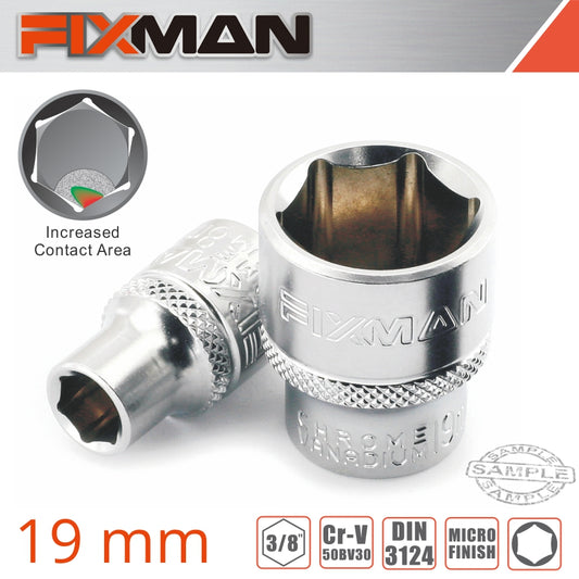 FIXMAN 3/8' DRIVE HEX SOCKET 19MM