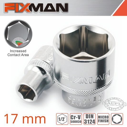 FIXMAN 1/2' DRIVE HEX SOCKET 17MM X 23.8MM