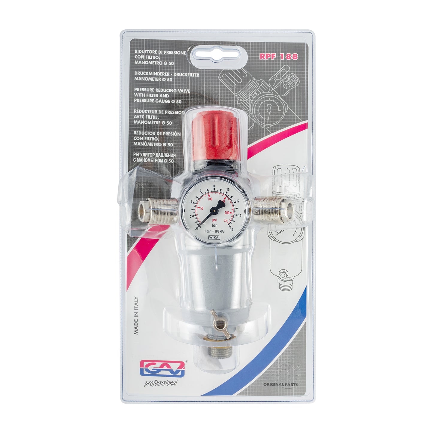 PRESSURE REDUCING VALVE & FILTER 1/2' WITH UNIVERSAL COUPLERS