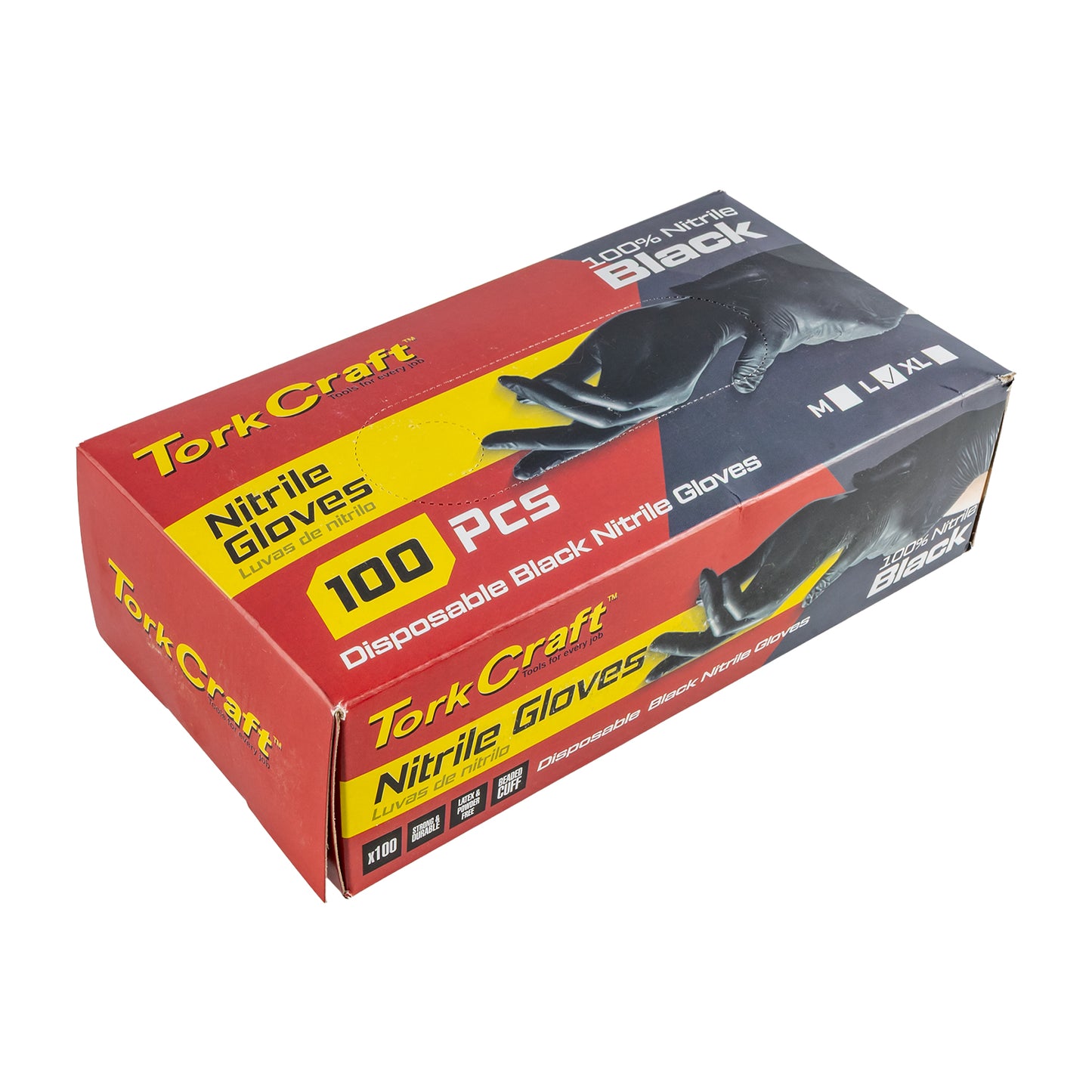 NITRILE GLOVE L/DUTY LARGE BLACK 100PC T/BOX