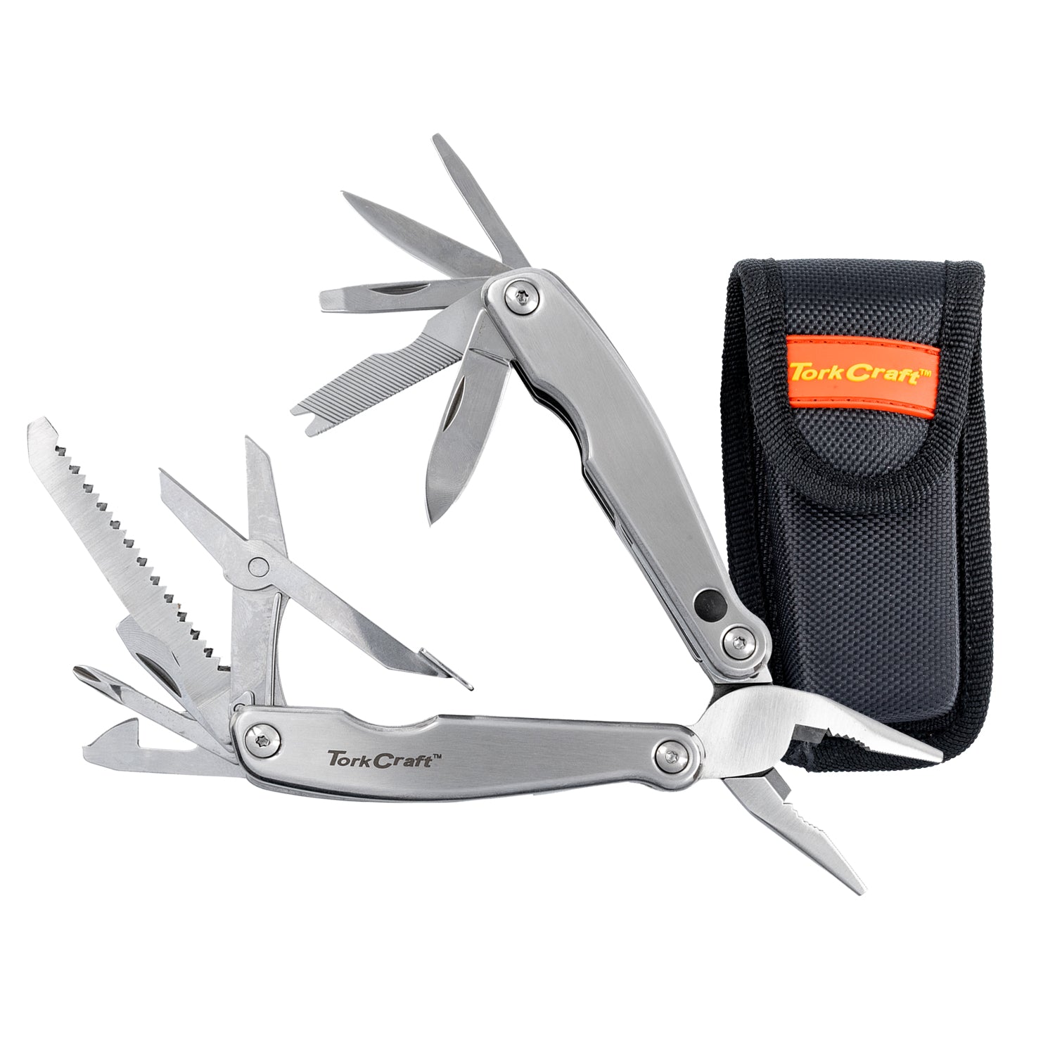 MULTITOOL SILVER MINI WITH LED LIGHT WITH NYLON POUCH IN BLISTER