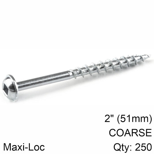 KREG ZINC POCKET HOLE SCREWS 51MM 2.00' #8 COARSE THREAD MX LOC 250CT