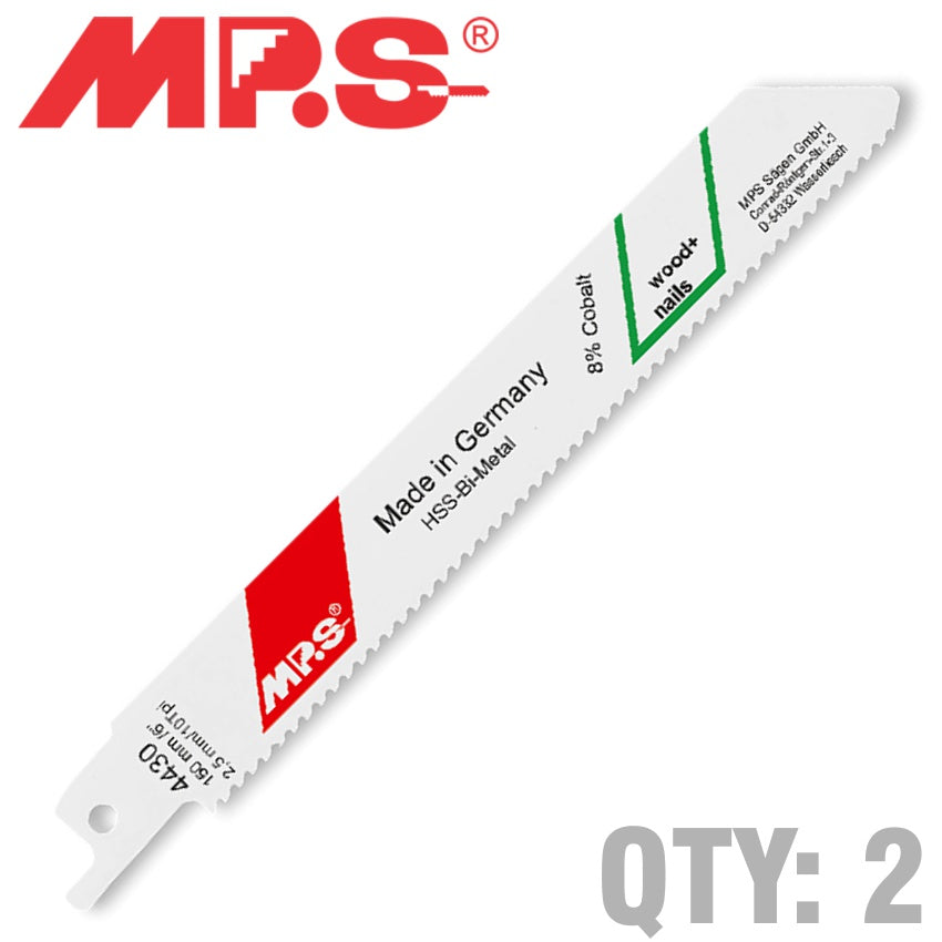 SABRE SAW BLADE 10TPI 150 X 130MM METAL 2/PK