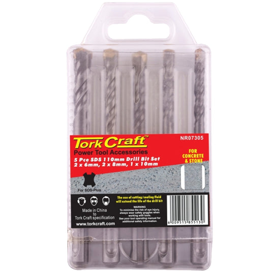 SDS 110MM  DRILL BIT SET 5PC 2 X6MM, 2 X 8MM, 1X10MM