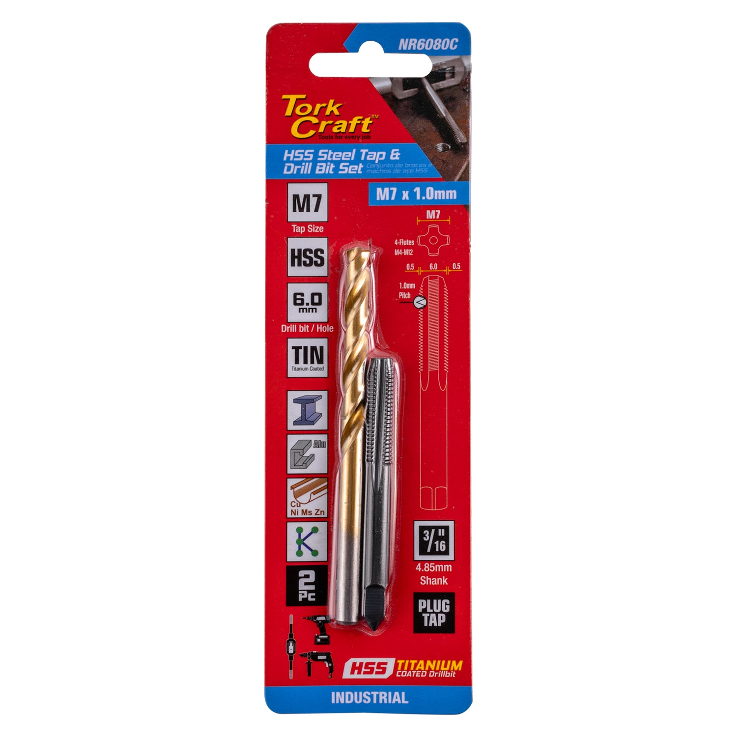 TAP HSS 7X1.0 & DRILL 6.0MM 2PC SET