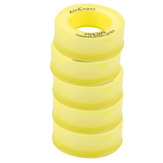 PTFE TAPE 12MMX0.075MMX10M X 5 ROLLS PACK
