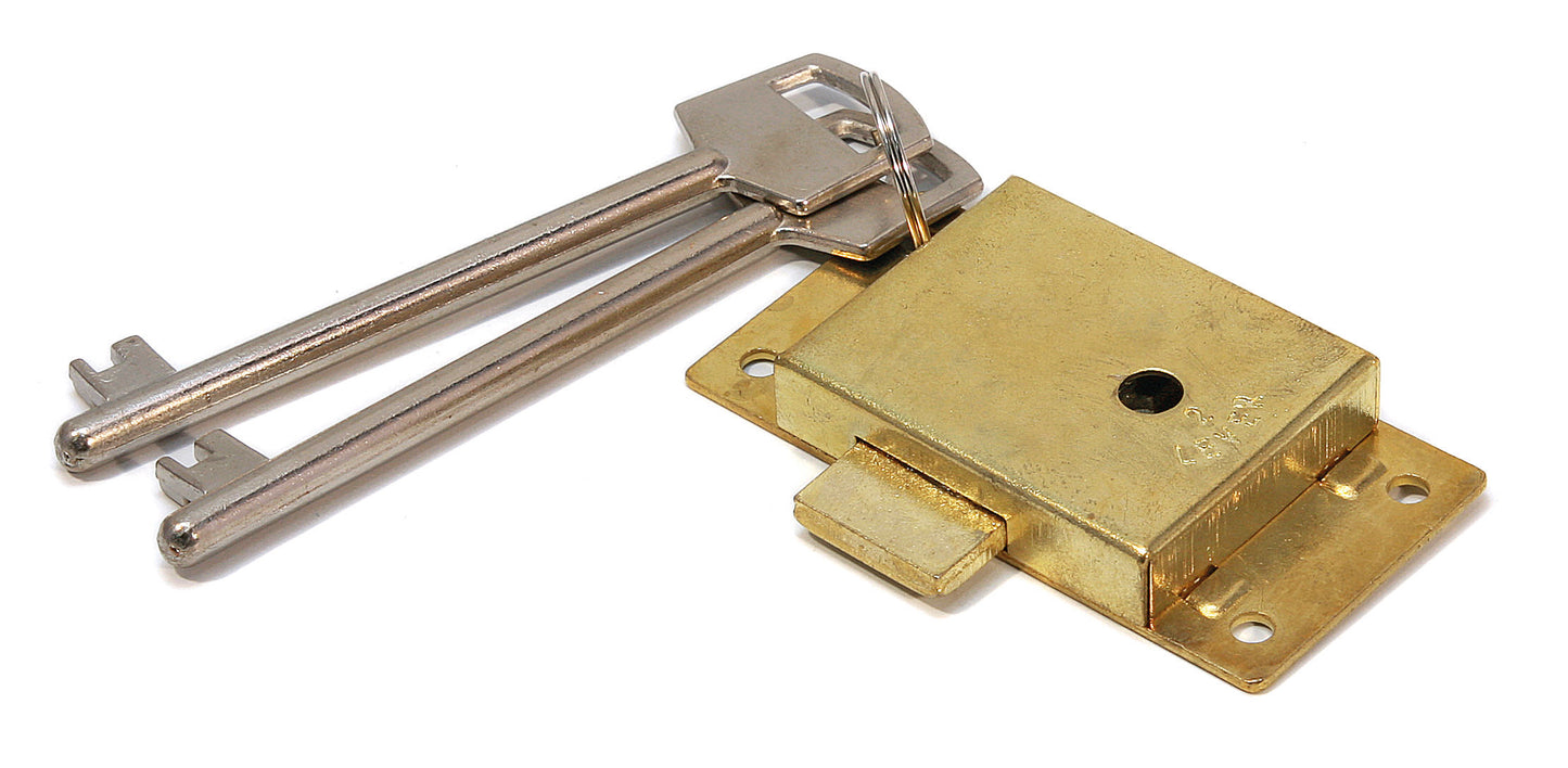 Cupboard Lock Brass Plated 64mm (1)