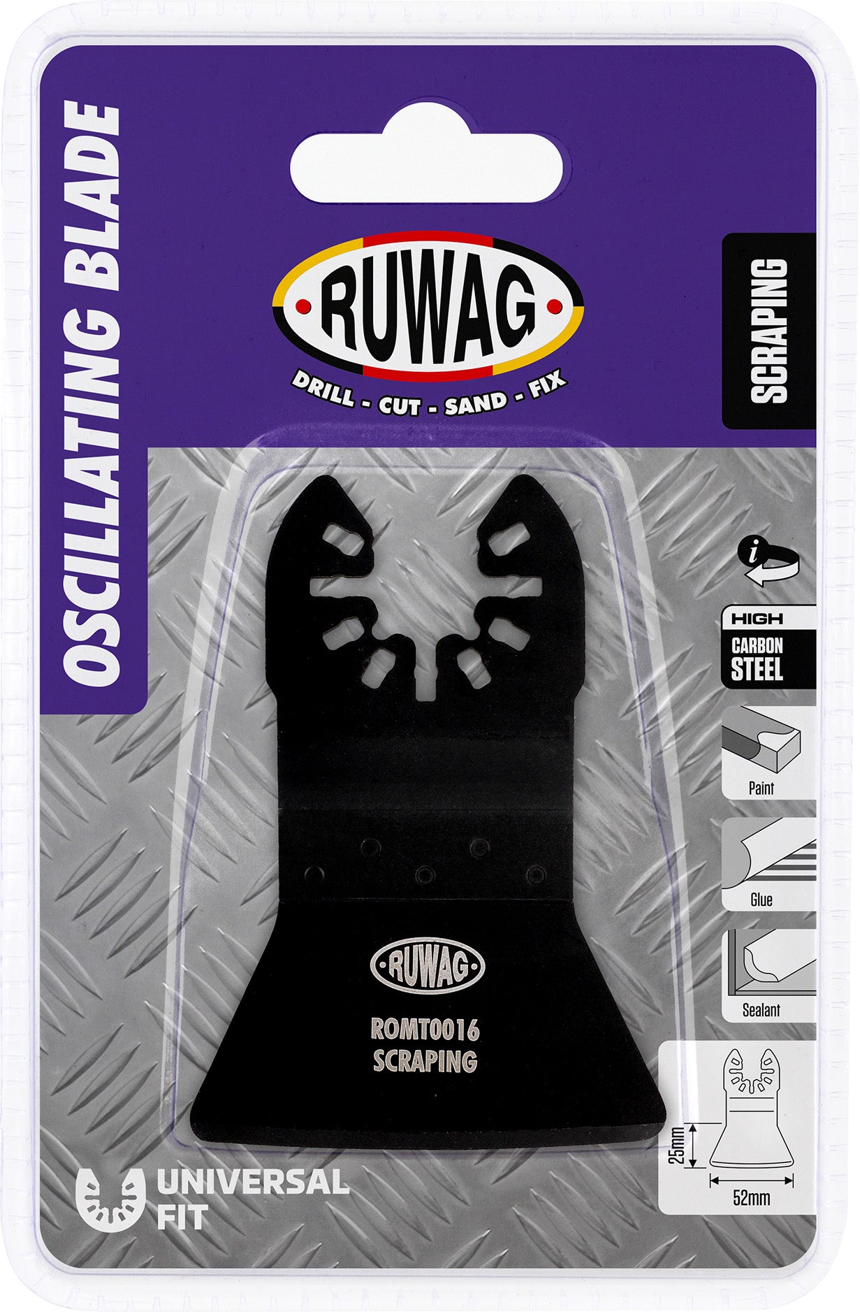 oscillating mult-tool straight rigid scraper 52mm