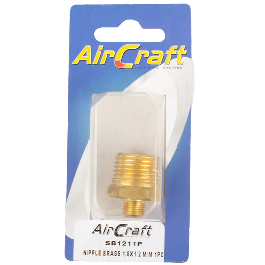 NIPPLE BRASS 1/8X1/2 M/M 1PC PACK