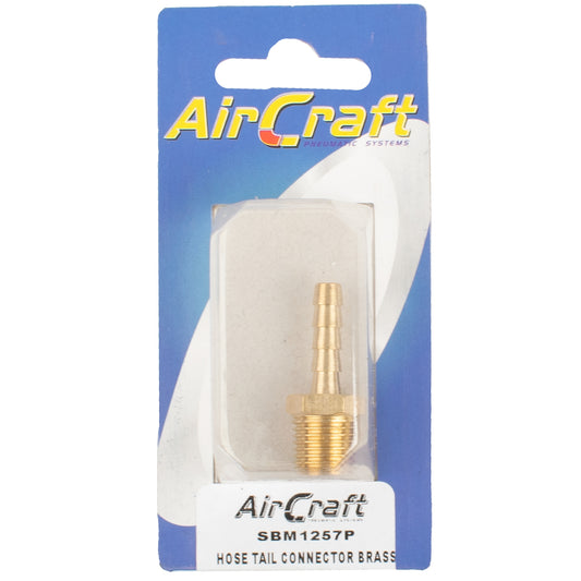 HOSE TAIL CONNECTOR BRASS 1/4M X 6MM 1PC PACK