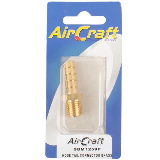 HOSE TAIL CONNECTOR BRASS 1/4M X 10MM 1PC PACK