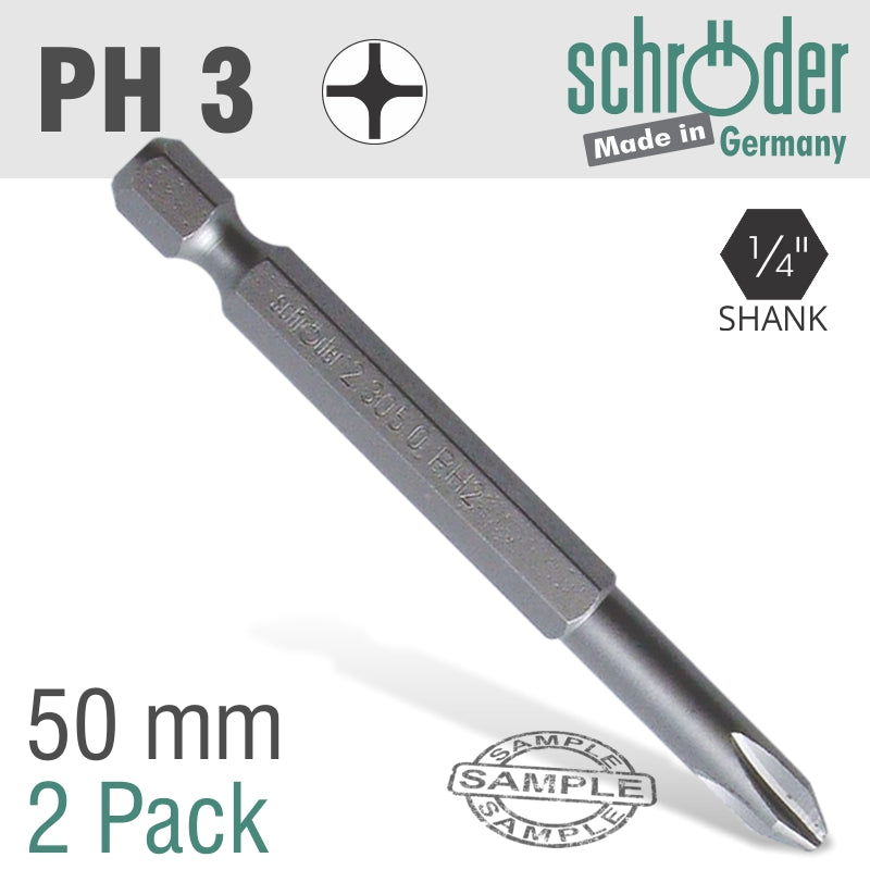 PHILLIPS NO.3 x 50MM CLASSIC POWER BIT 2CD