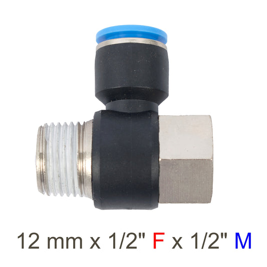 PU HOSE FITTING TEE 12MM X 1/2'F X 1/2'M