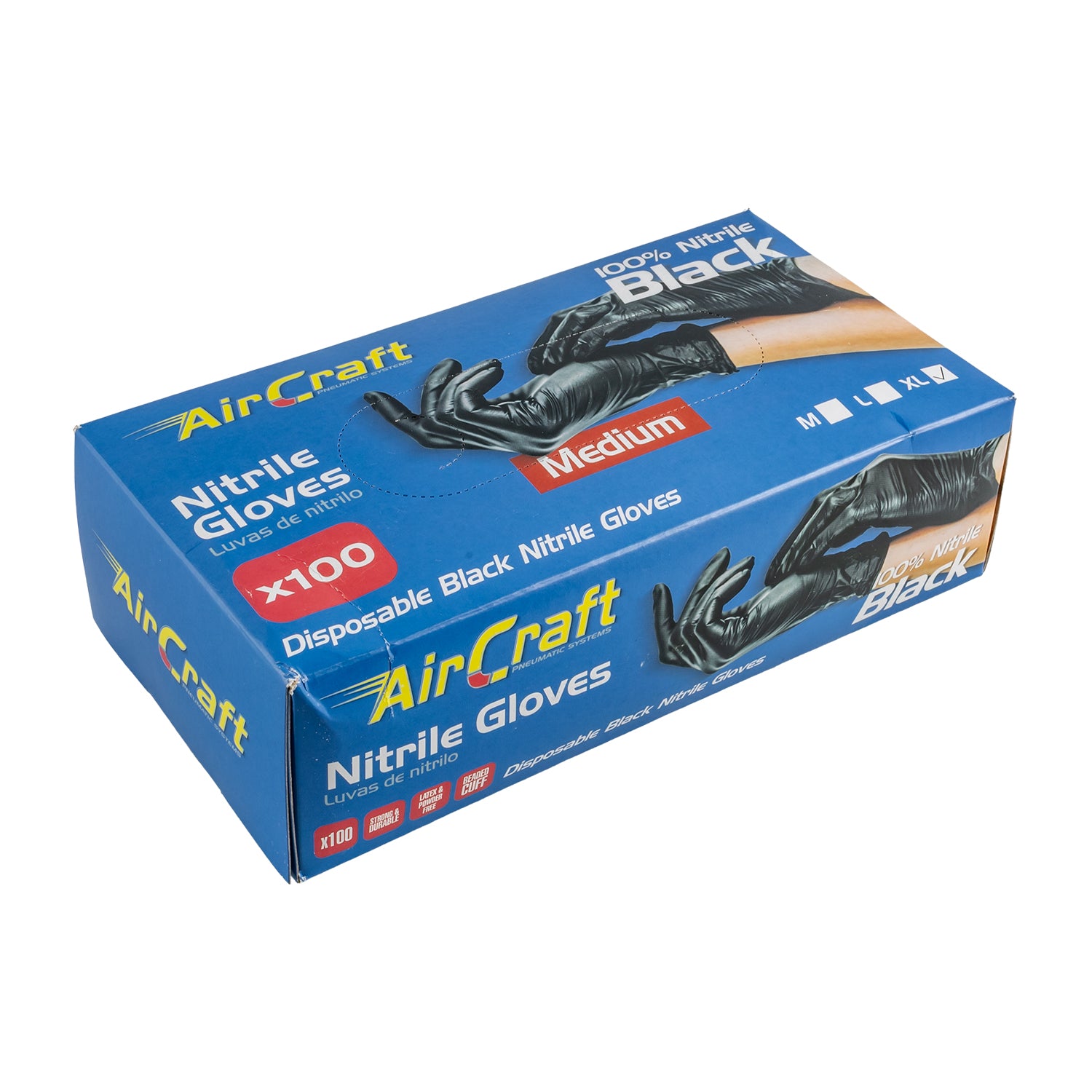 NITRILE GLOVE L/DUTY X-LARGE BLACK 100PC T/BOX