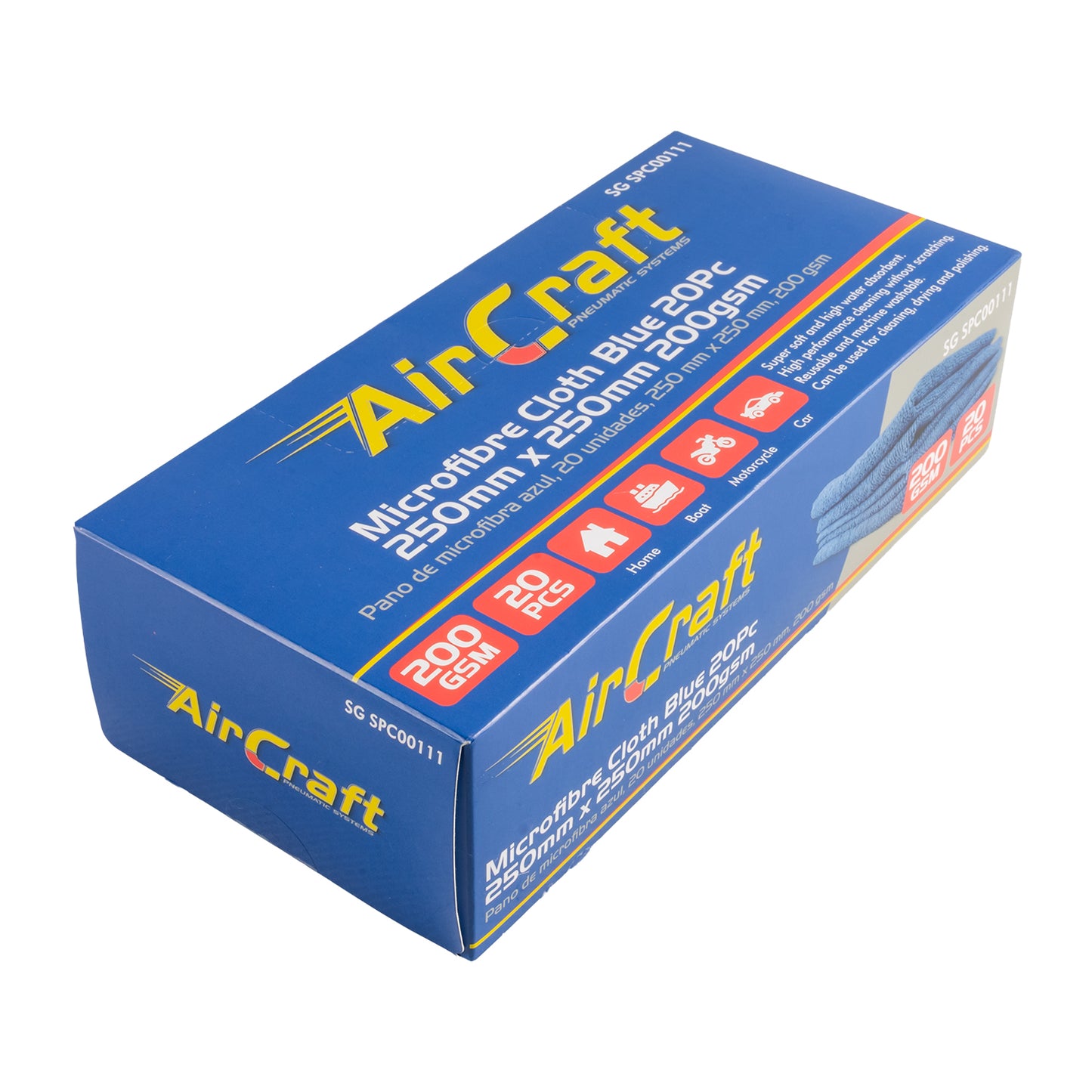 MICROFIBRE CLOTH DISP. BLUE 250MM X 250MM 200GSM 20PC T/BOX