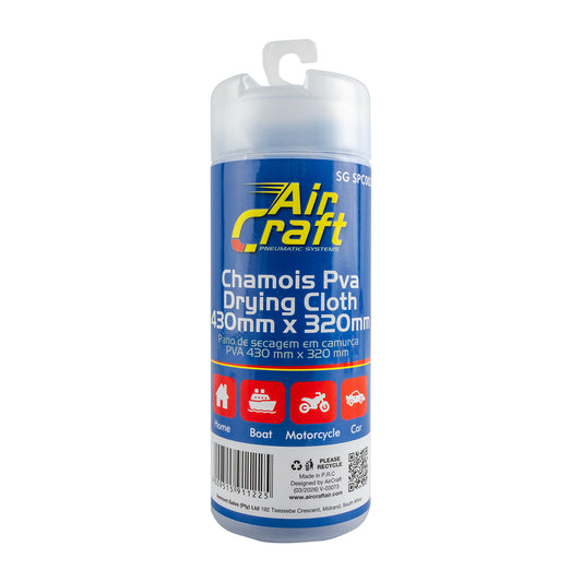 CHAMOIS PVA DRYING CLOTH 430MM X 320MM PLASTIC TUBE