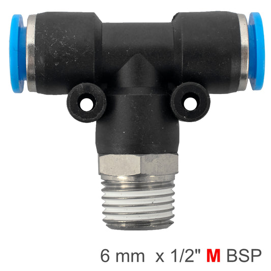 PU HOSE FITTING TEE 6MM-1/2 M