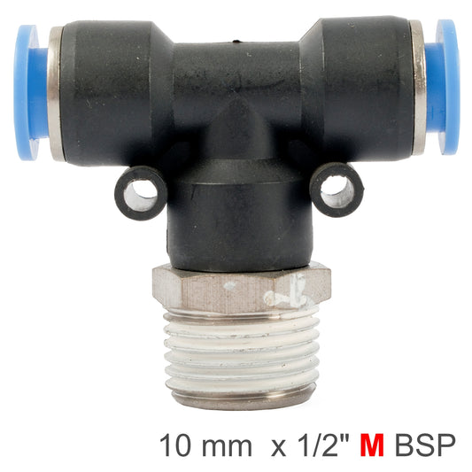 PU HOSE FITTING TEE 10MM-1/2 M