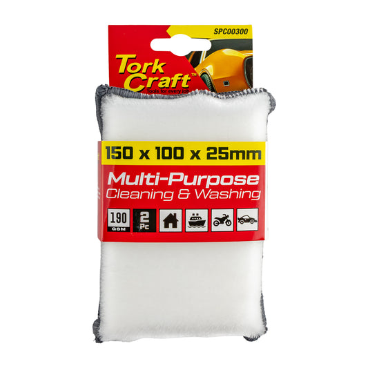 CLEANING SPONGE 2PC GENL PURP. MICROFIBRE