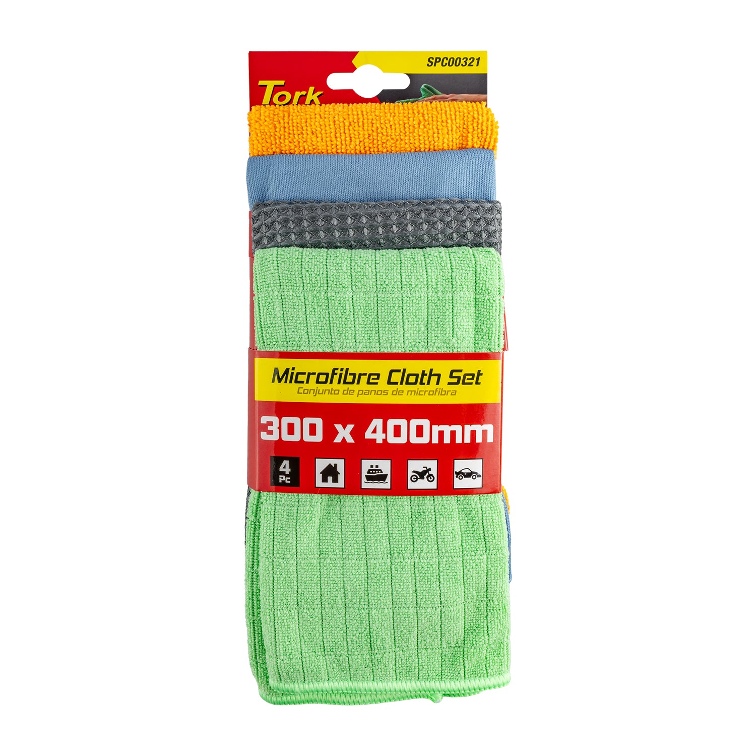 MICROFIBRE CLOTH CLEANING/DRYING SET 4PC 300MM X 400MM 200/280GSM