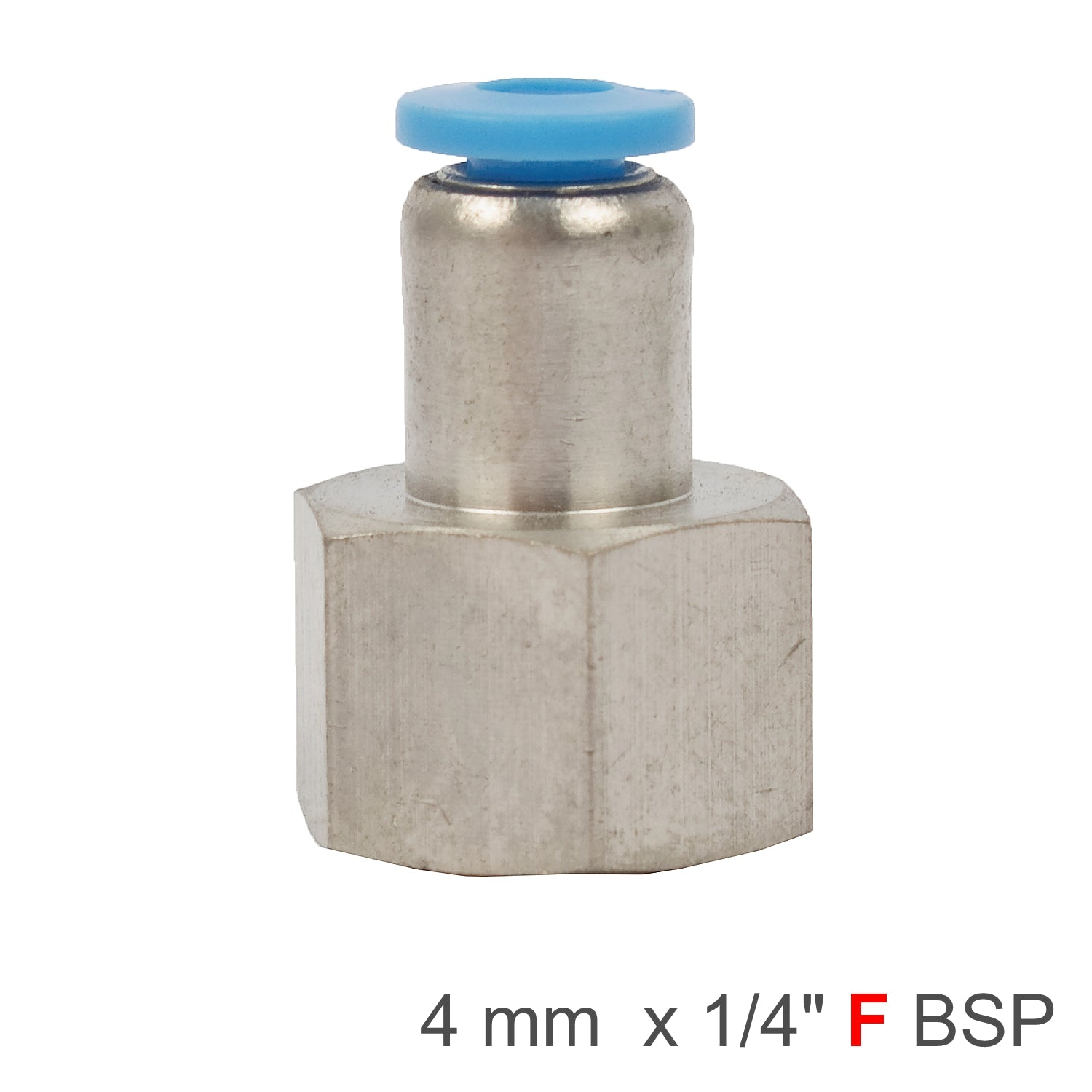 PU HOSE FITTING STRAIGHT STUD 4MM-1/4 F