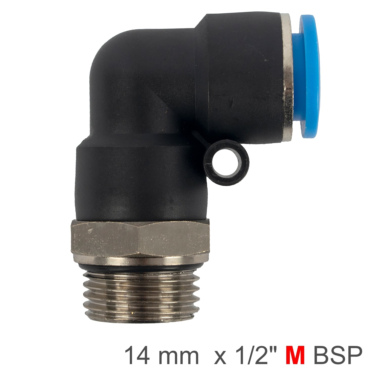 ELBOW W/O-RING 14MM-1/2' M PU HOSE FITTING