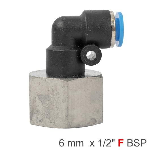 PU HOSE FITTING ELBOW 6MM-1/2 F