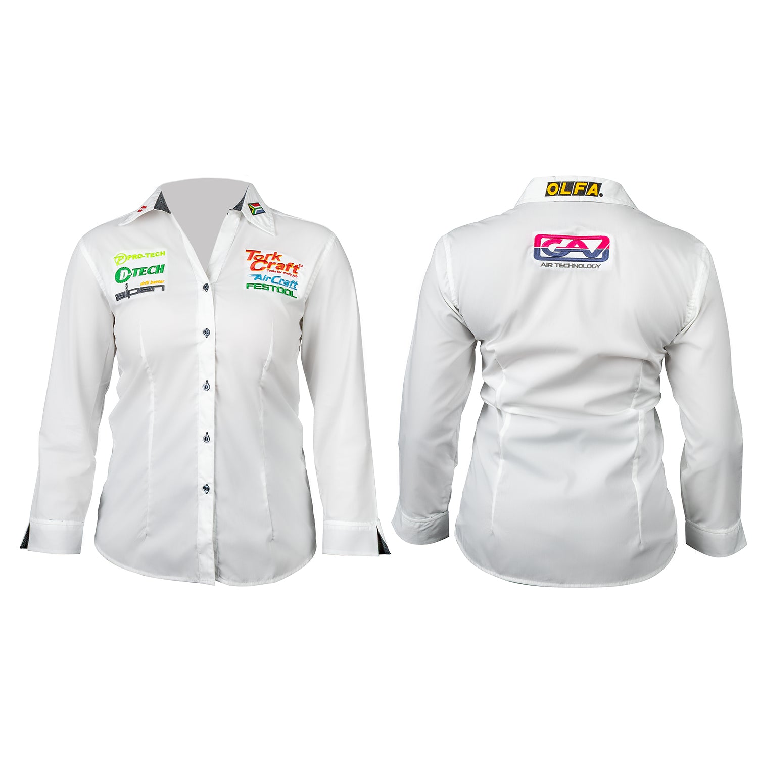 LADIES WHITE 3/4 SAGA BLOUSE SMALL