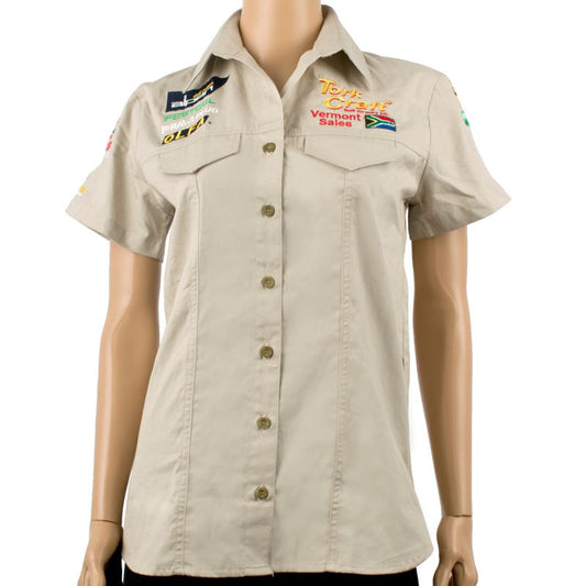 VERMONT LADIES PIGEON CAP SLEEVE BLOUSE STONE 2X-LARGE