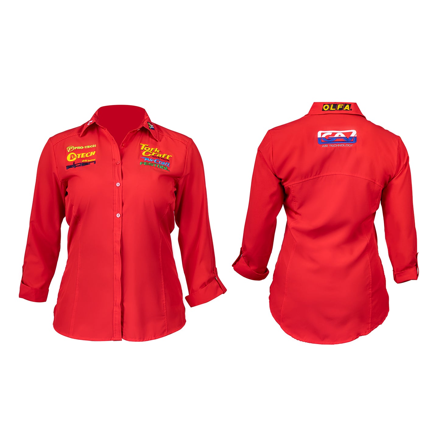 LADIES RED 3/4 GENEVA BLOUSE X-LARGE