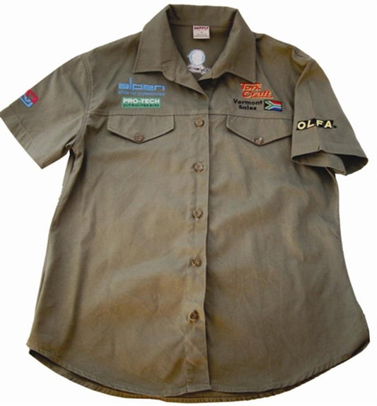 VERMONT LADIES BLOUSE LONG SLEEVE OLIVE MEDIUM