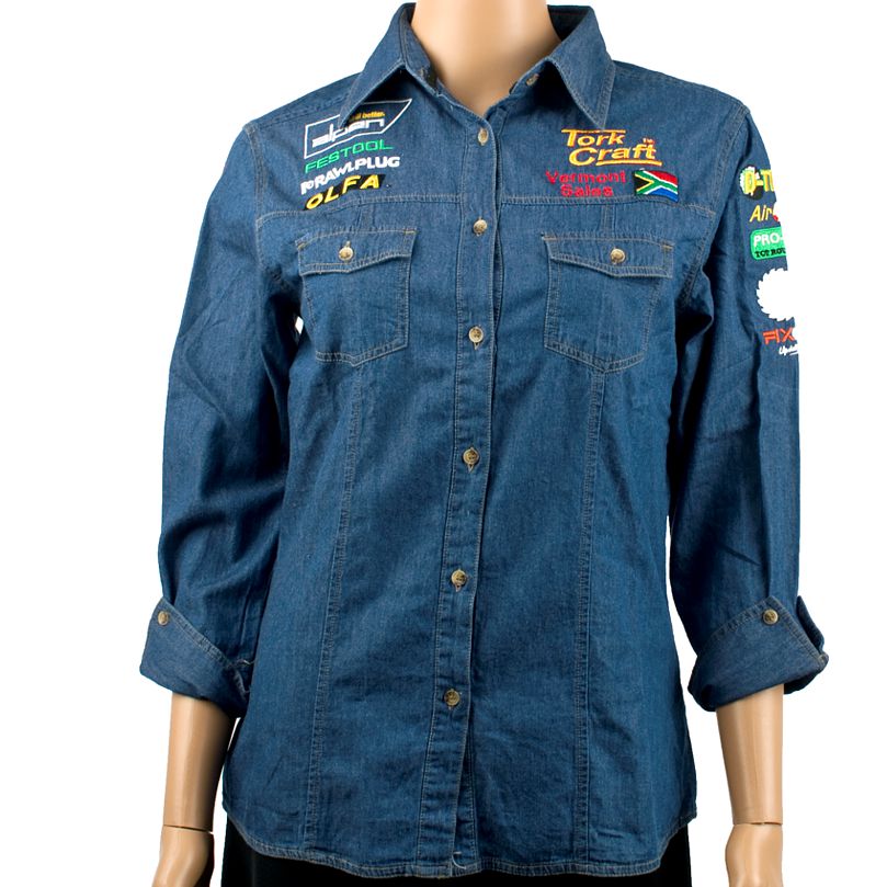 VERMONT LADIES LONG SLEEVED DENIM SHIRT 2XL