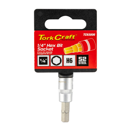 SOCKET BIT 1/4'DR HEX H6 S2 MATERIAL