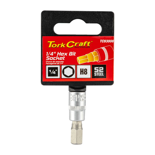 SOCKET BIT 1/4'DR HEX H8 S2 MATERIAL