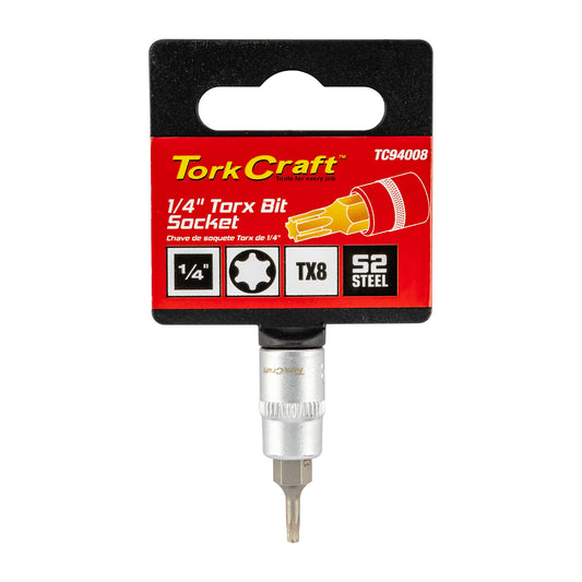 SOCKET BIT 1/4'DR TORX T8 S2 MATERIAL