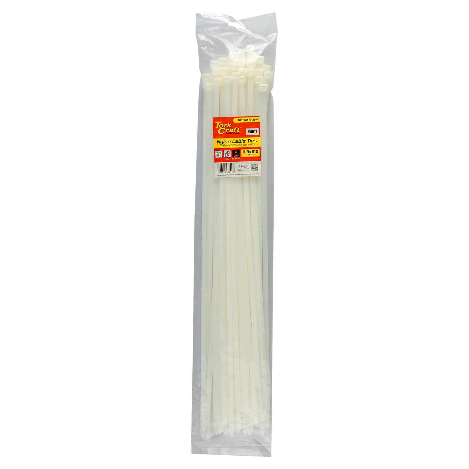 NYLON CABLE TIES 8.8MM X 610MM WHITE 50PC
