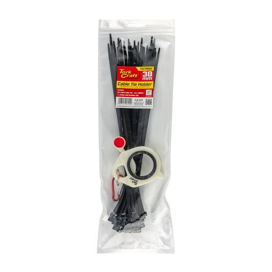 CABLE TIE HOLDER 38MM & CAR. CLIP LUMIN MAT. 50PC BLACK 4.8 X 300MM