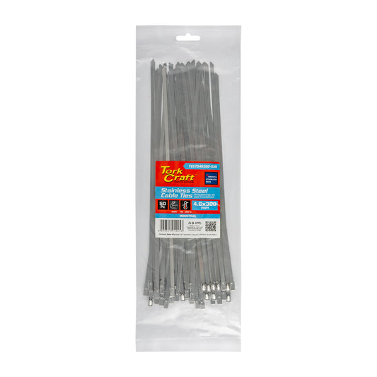 S/STEEL CABLE TIES SS304 4.6MM X 300MM NATURAL 50PC