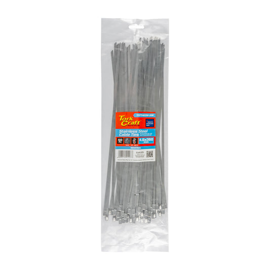 S/STEEL CABLE TIES SS304 4.6MM X 350MM NATURAL 50PC