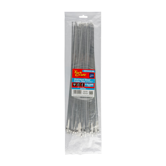 S/STEEL CABLE TIES SS304 4.6MM X 400MM NATURAL 50PC