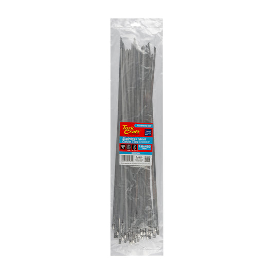 S/STEEL CABLE TIES SS304 4.6MM X 450MM NATURAL 50PC