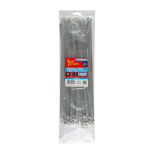 S/STEEL CABLE TIES SS304 7.9MM X 350MM NATURAL 50PC