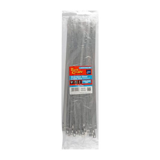S/STEEL CABLE TIES SS304 7.9MM X 400MM NATURAL 50PC
