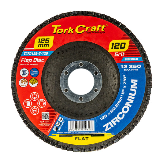 FLAP DISC ZIRCONIUM 125MM 120 GRIT FLAT