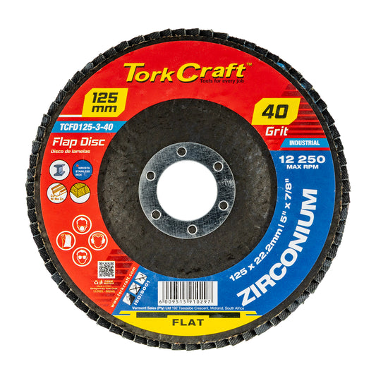 FLAP DISC ZIRCONIUM 125MM 40 GRIT FLAT