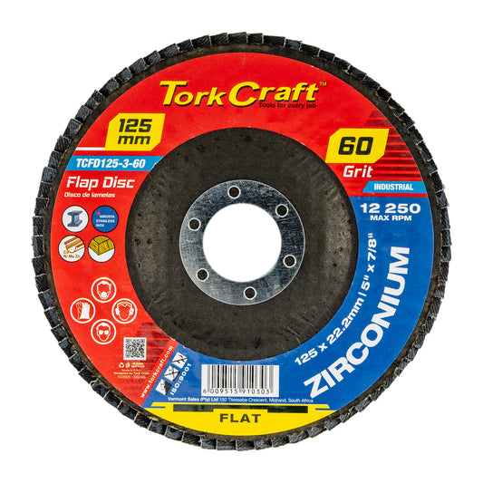 FLAP DISC ZIRCONIUM 125MM 60 GRIT FLAT