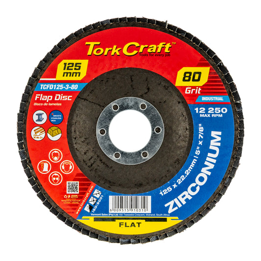 FLAP DISC ZIRCONIUM 125MM 80 GRIT FLAT