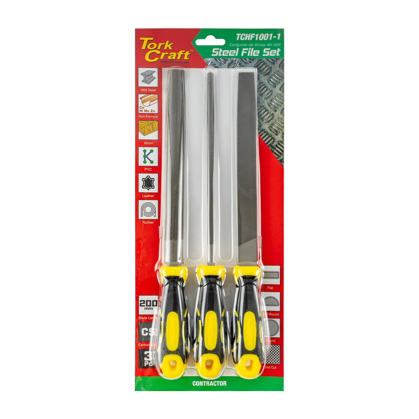 FILE SET 3PC FLAT/HALF ROUND/ROUND STEEL FILES