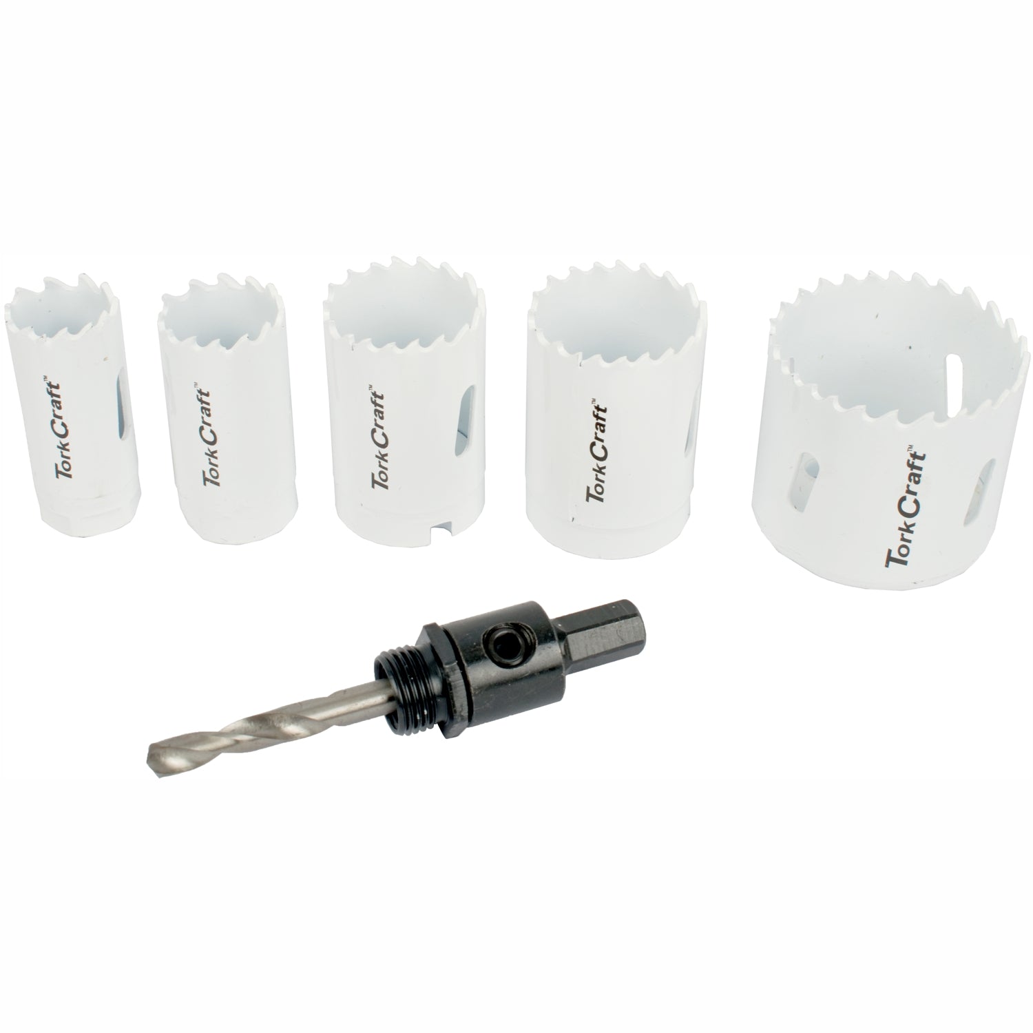 HOLE SAW SET 6PCE BI-METAL (22/25/32/35/51MM & 3/8 HEX MANDREL)